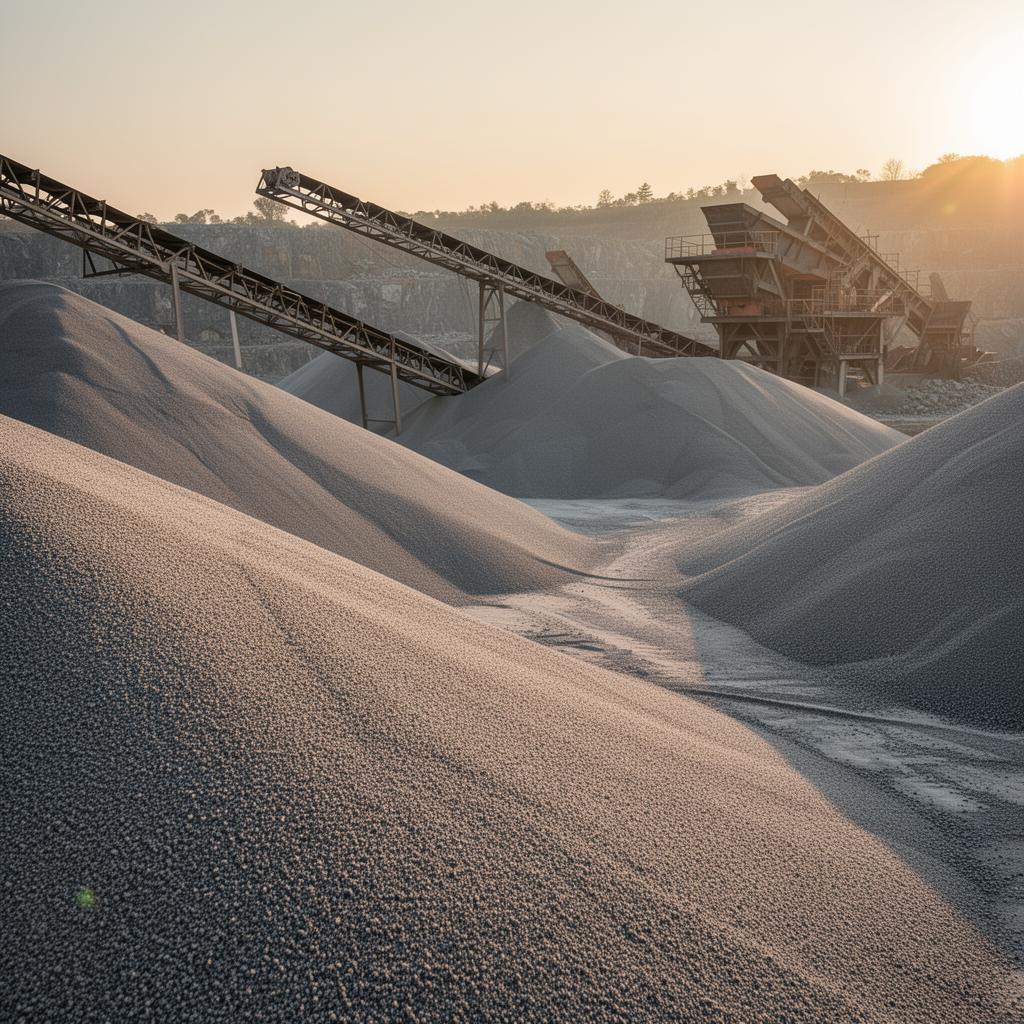 White M-Sand quarry material stock and plant