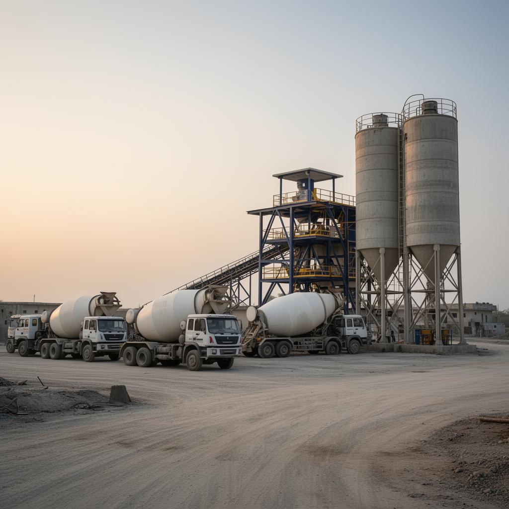 Ready Mix Concrete quarry material stock and plant